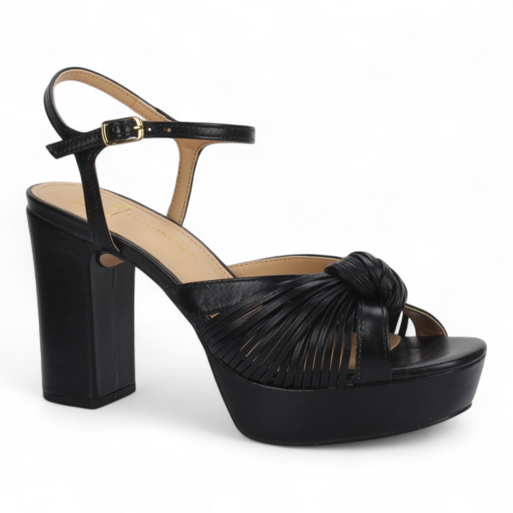 Bruno Menegatti Paola Leather Platform Dress Sandal - Black