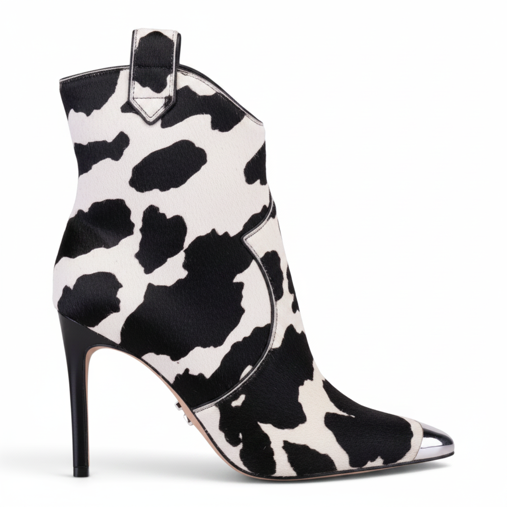 Carrano Amelia Western Designer Boot w/Calf Hair - White/Black