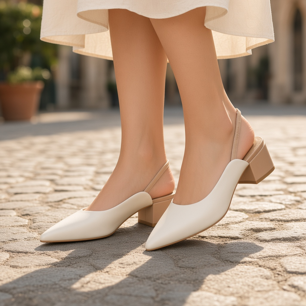 Carrano Heidi Leather Slingback Pump - Latte/Toast