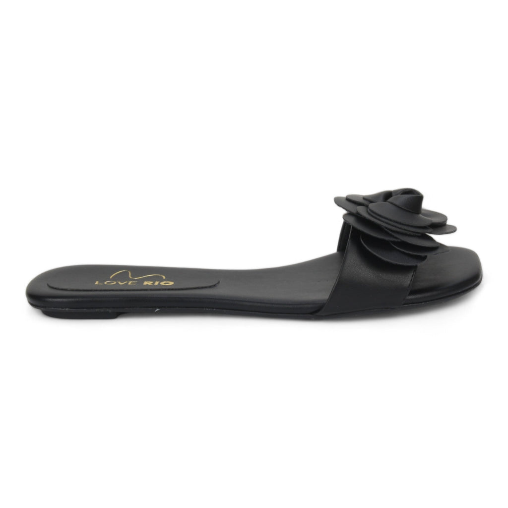 Love Rio Rosita Fine Threads Slide Sandal Rose Petals - Black