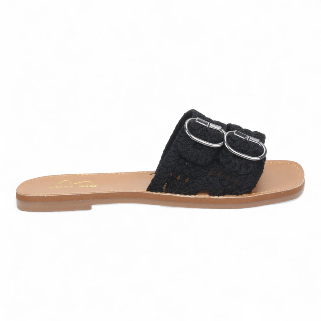 Love Rio Bailey Vintage Crochet Sandal - Black