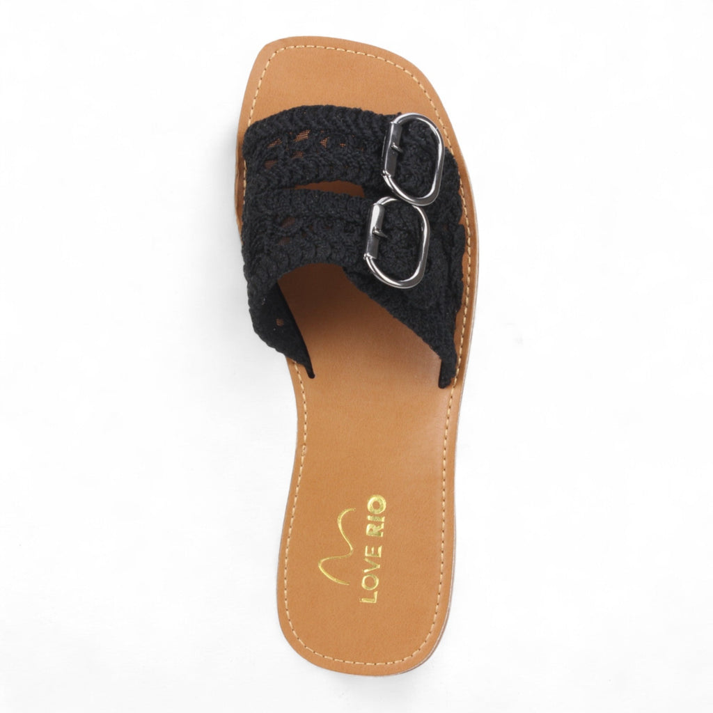 Love Rio Bailey Vintage Crochet Sandal - Black
