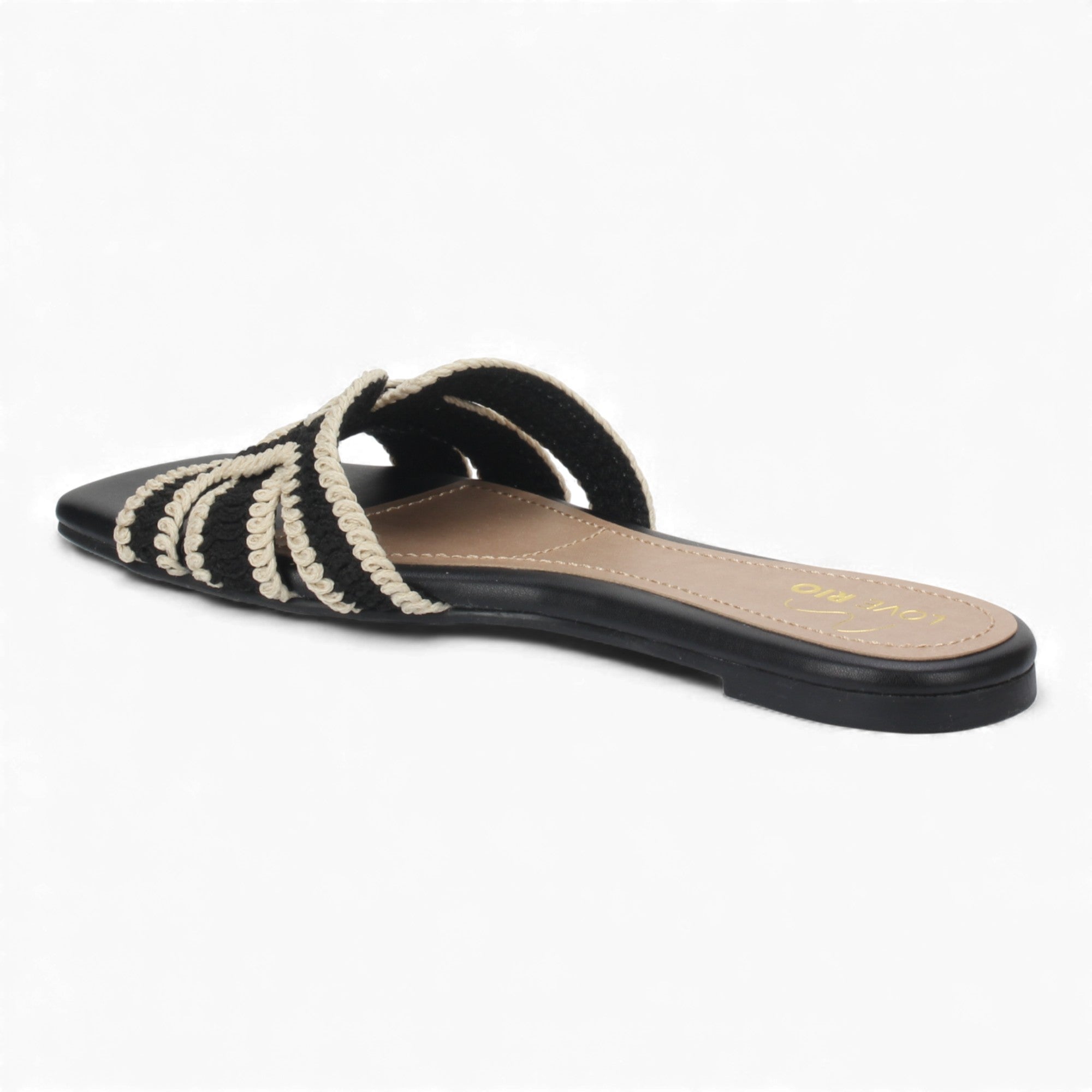 Love Rio Summer Slide Sandal Crochet - Black / Off White