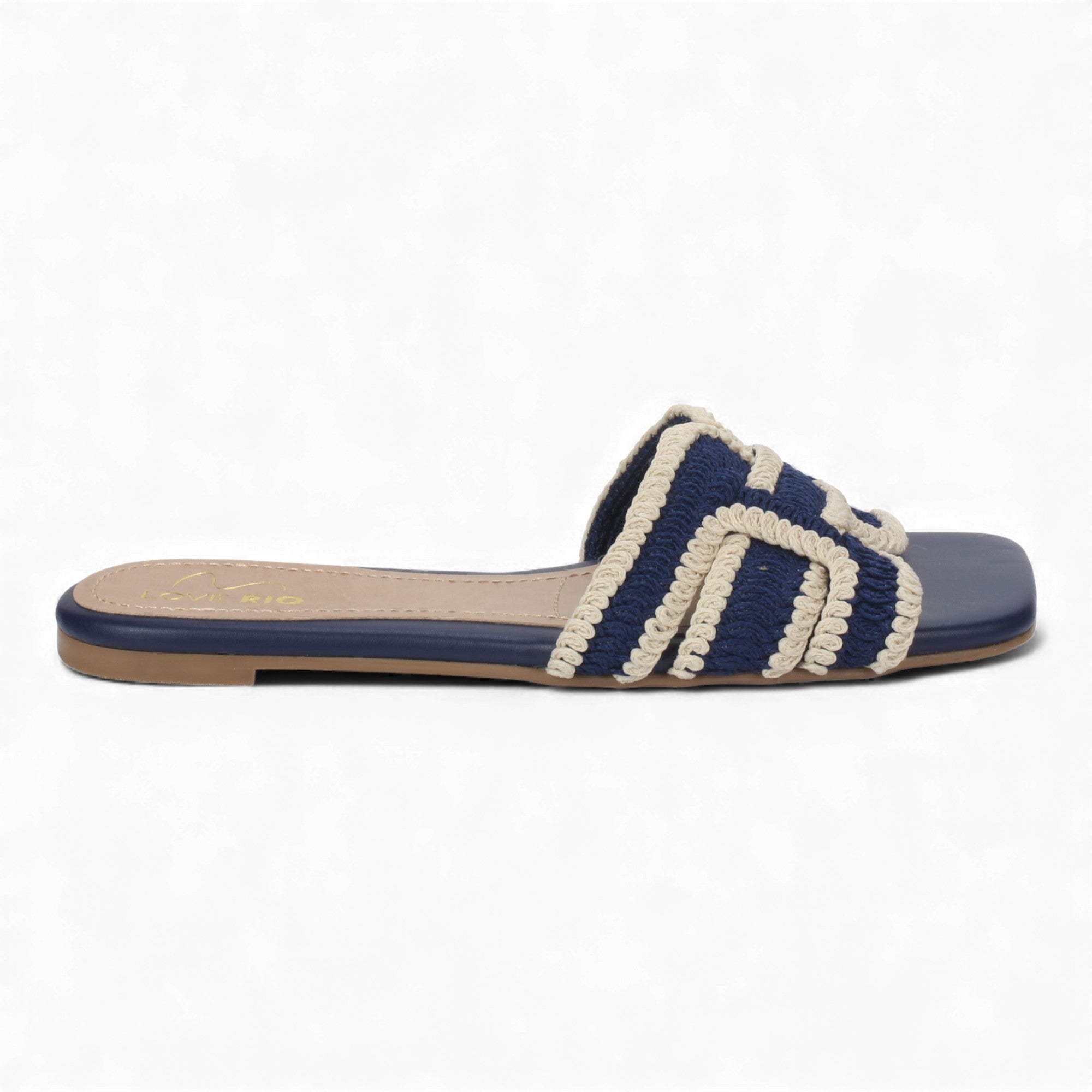 Love Rio Summer Slide Sandal Crochet - Navy