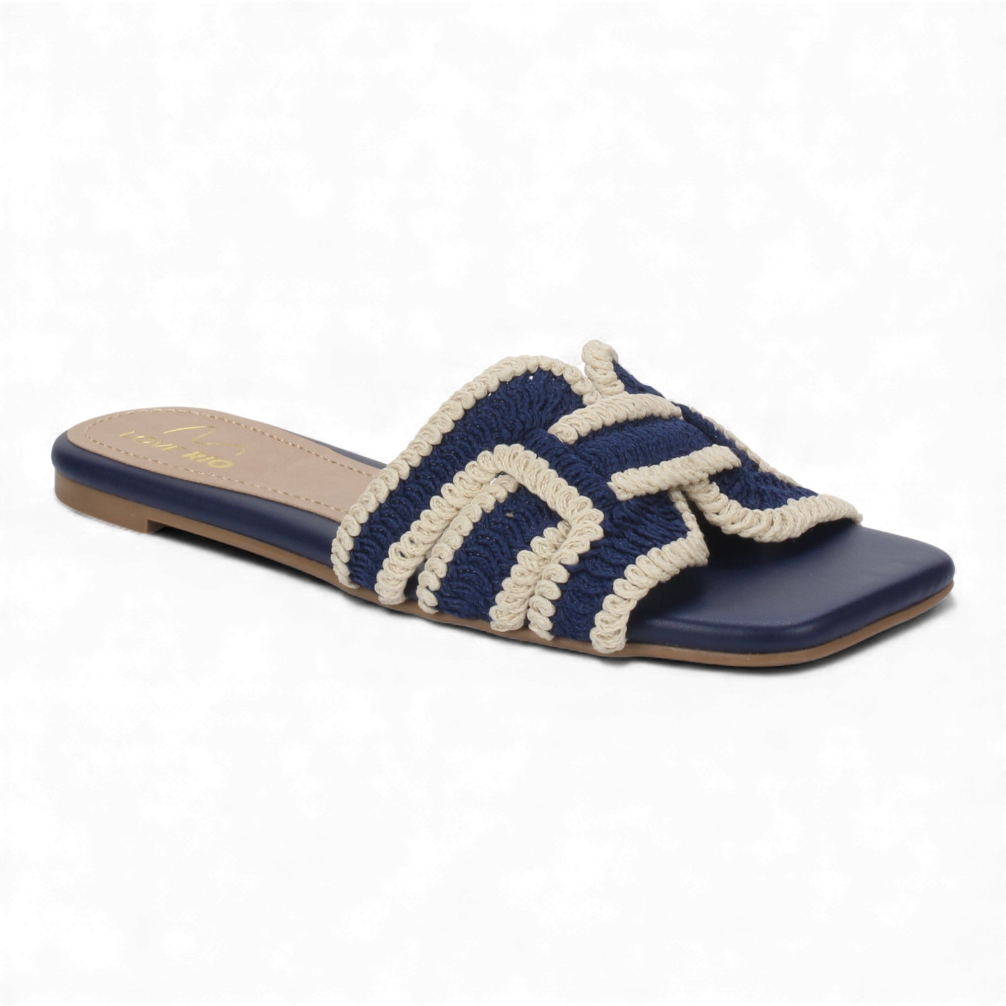 Love Rio Summer Slide Sandal Crochet - Navy