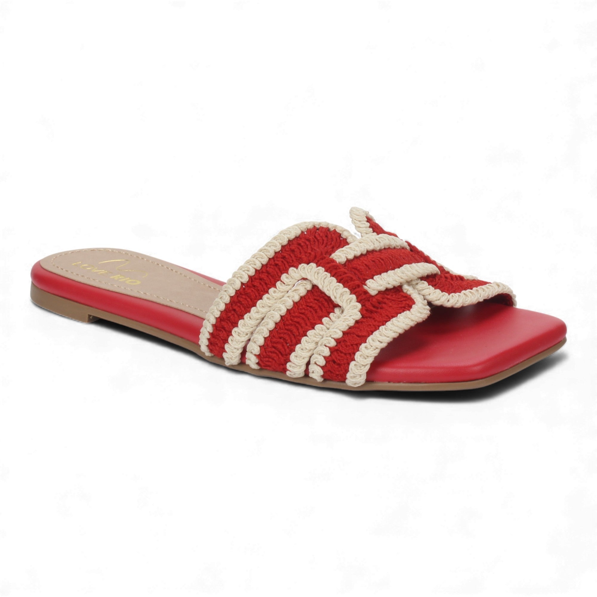 Love Rio Summer Slide Sandal Crochet - Red / Off White