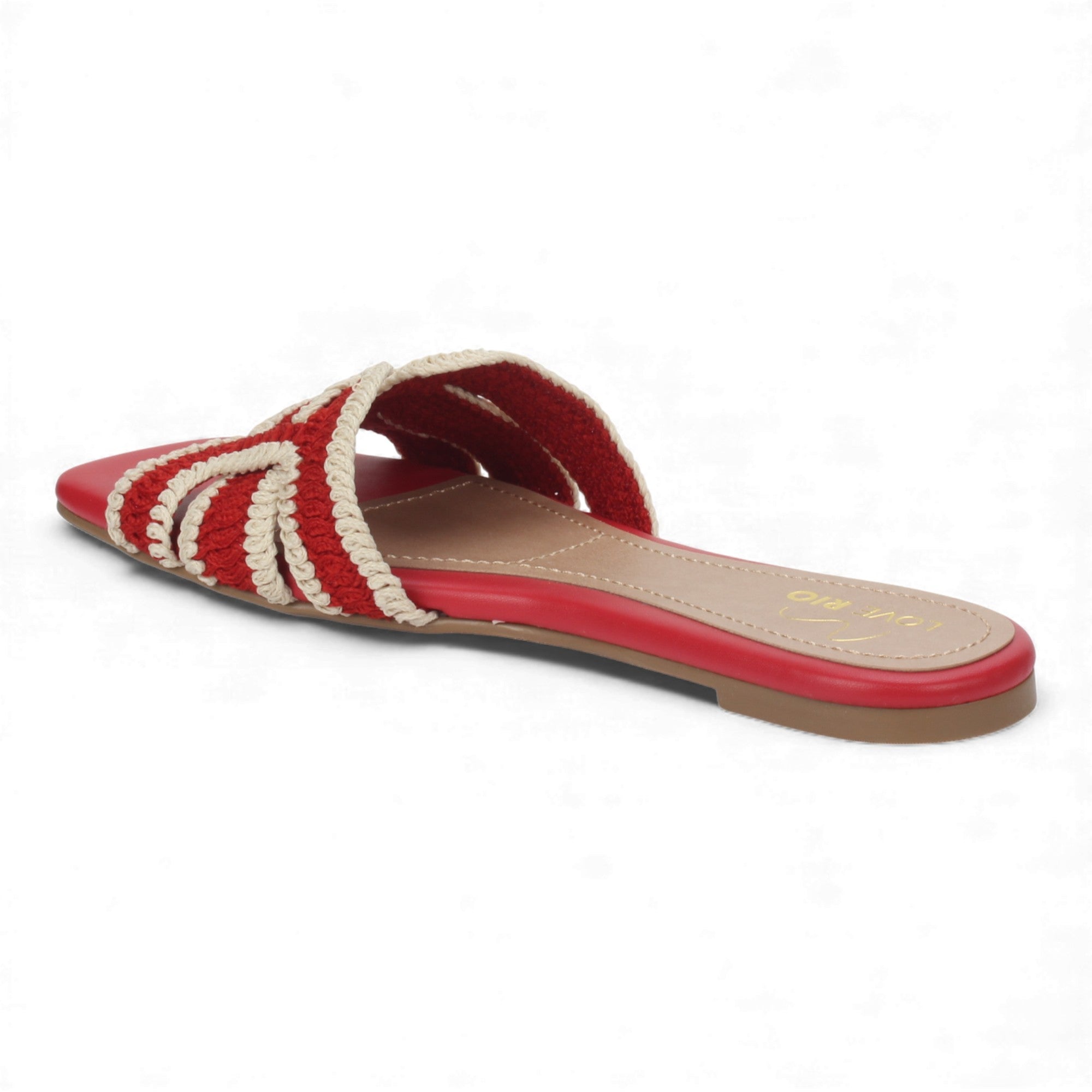 Love Rio Summer Slide Sandal Crochet - Red / Off White