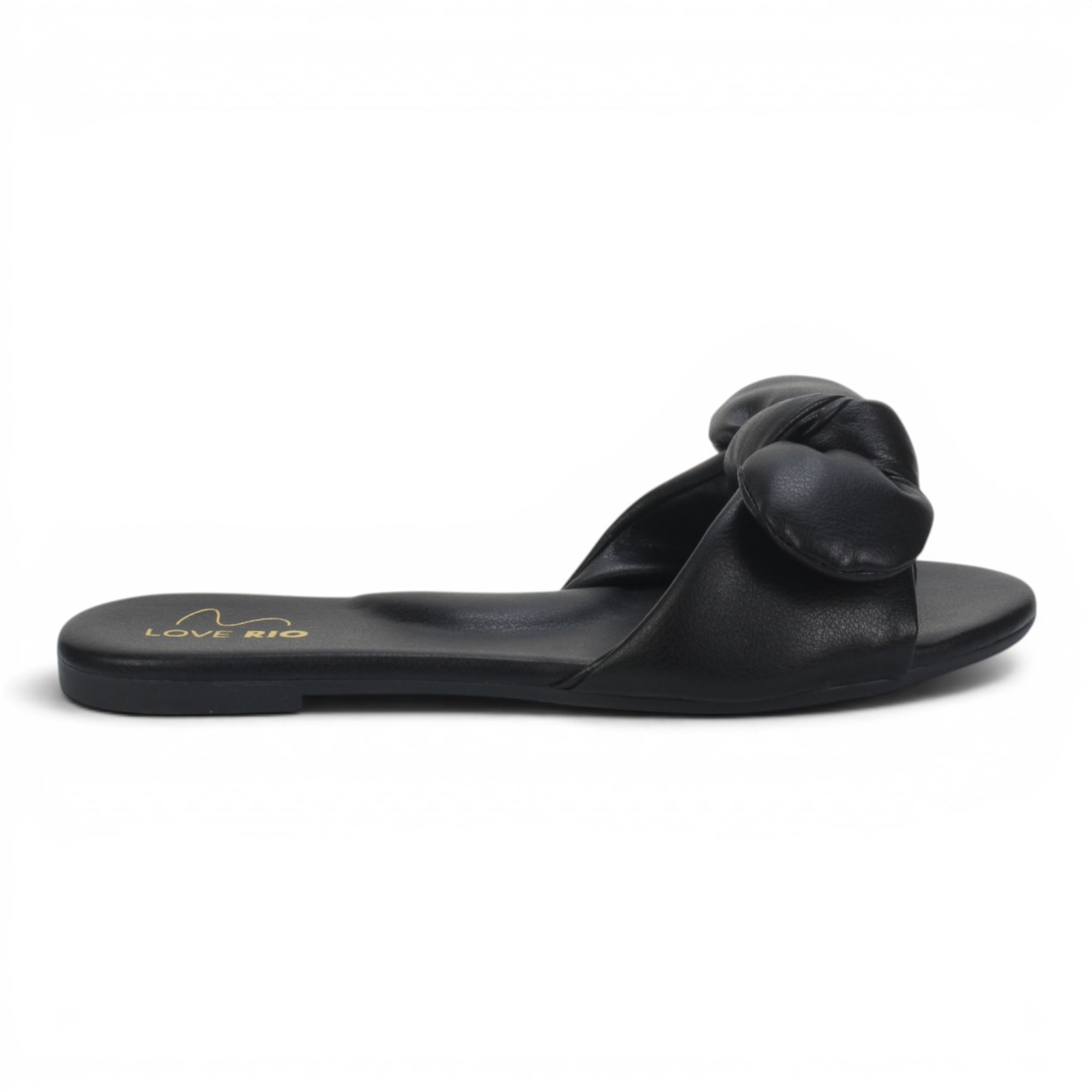 Love Rio Seaside Ipanema Flat Slide Bow Sandal - Black