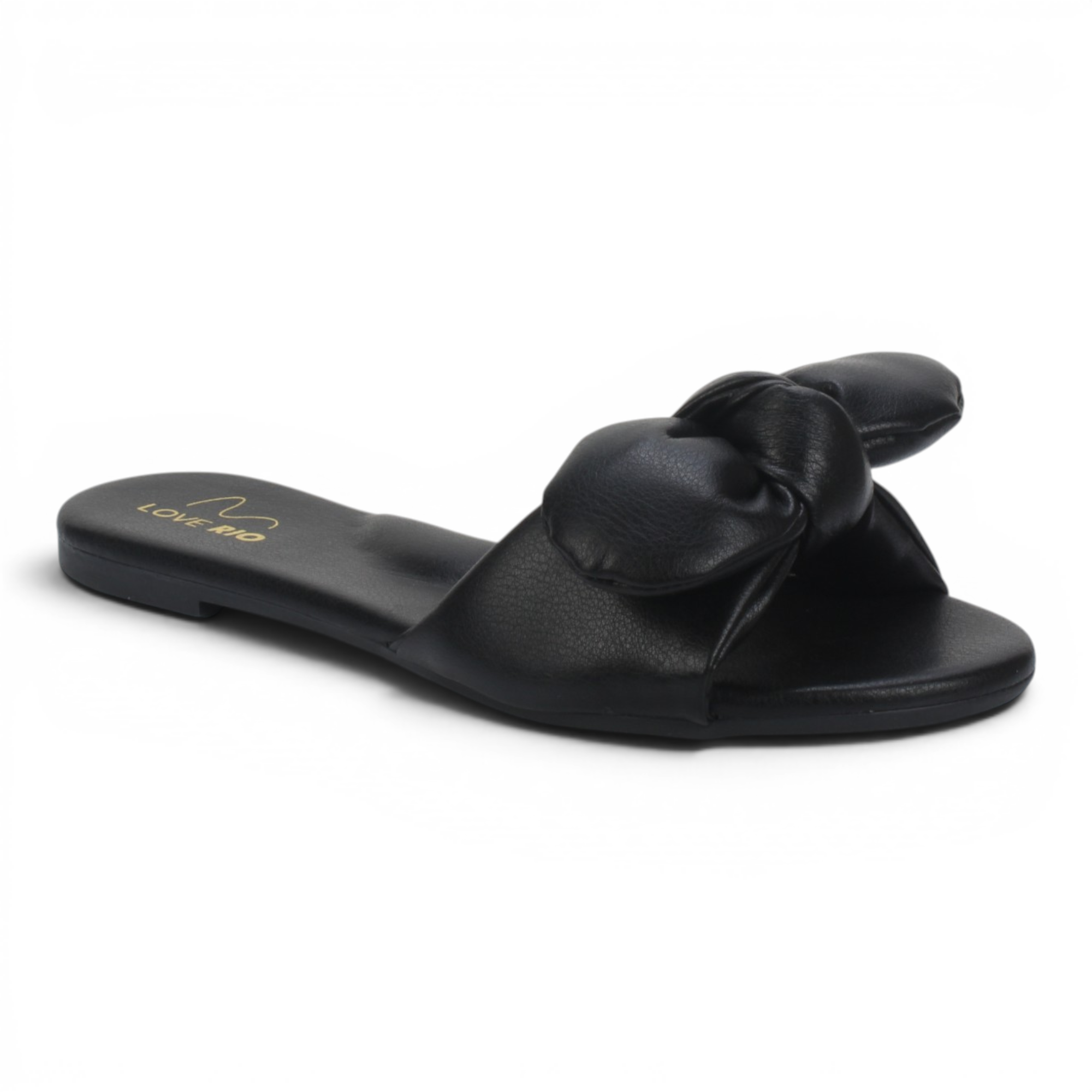 Love Rio Seaside Ipanema Flat Slide Bow Sandal - Black