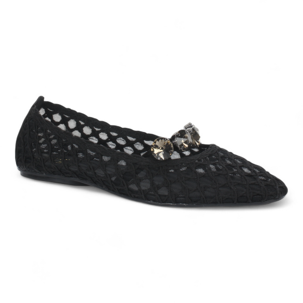 Love Rio Ballet Flats Stones Mesh - Black