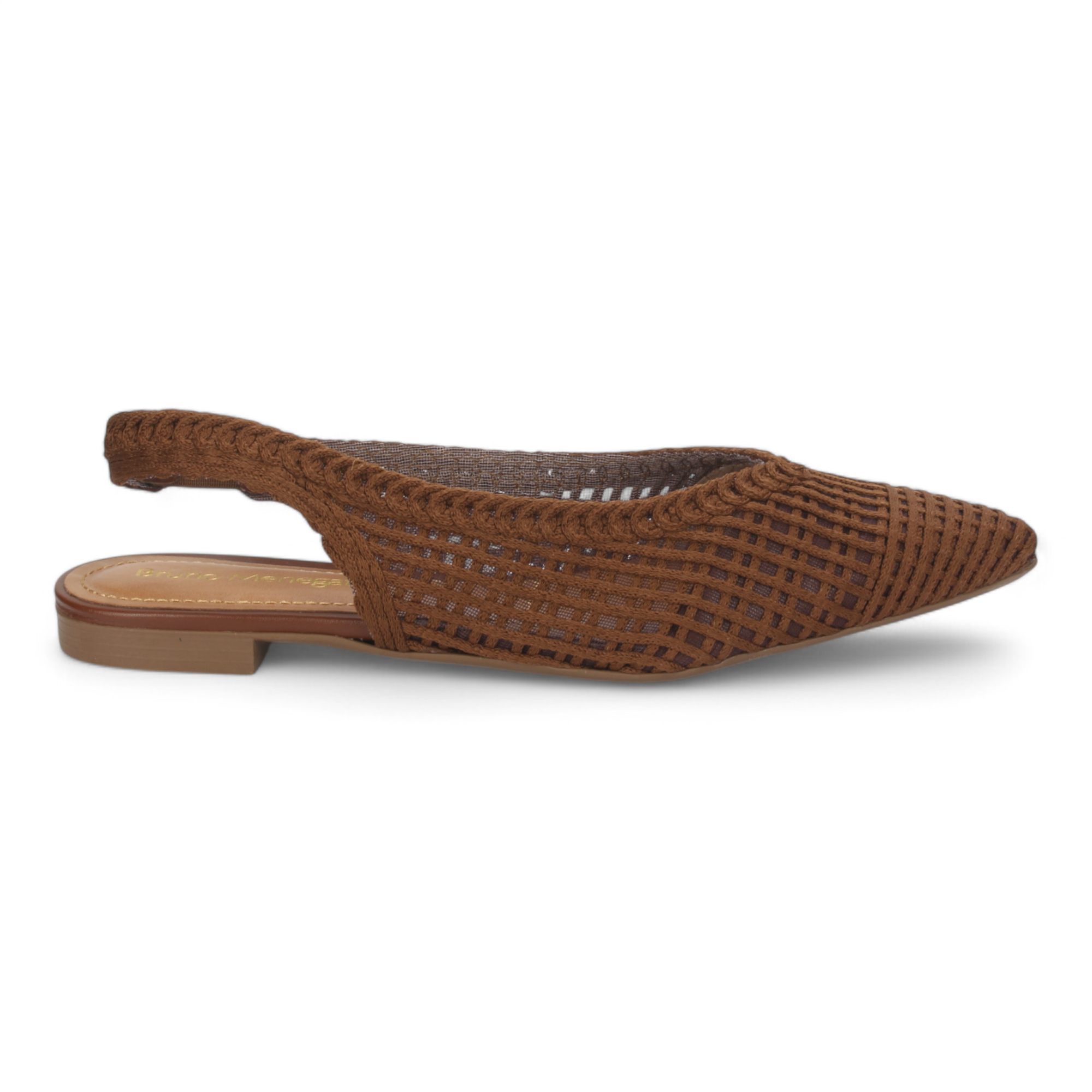 Bruno Menegatti Sandra Crochet Flat Slingbacks - Coffee