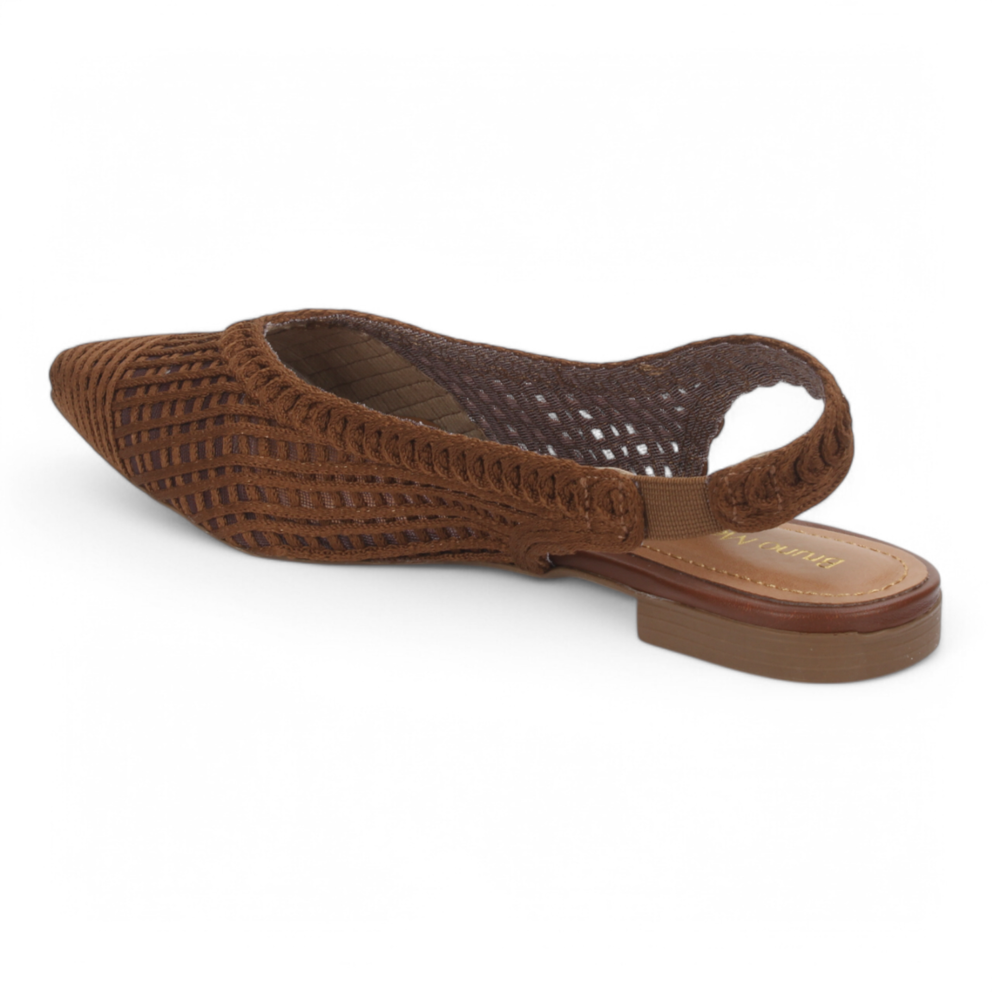 Bruno Menegatti Sandra Crochet Flat Slingbacks - Coffee