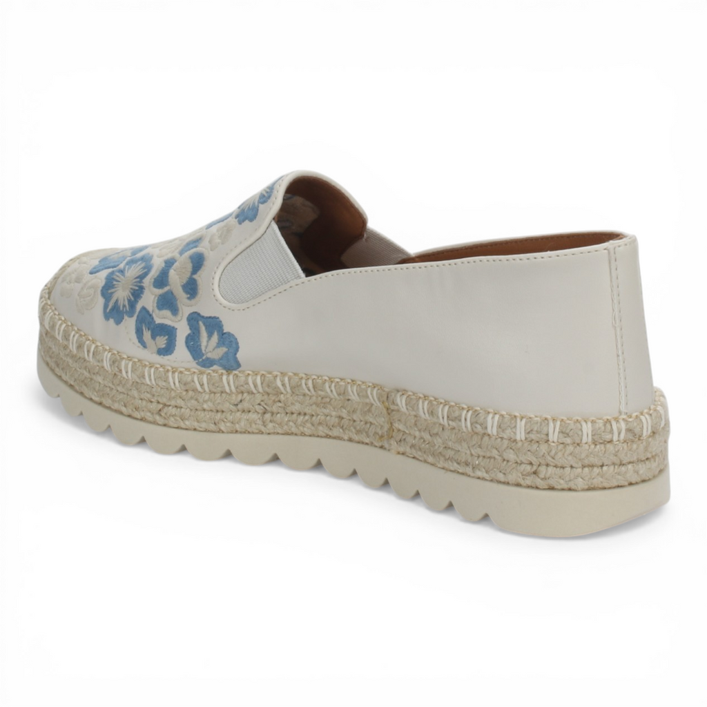 Love Rio Mae Slip on Embroidered Espadrille - Off White Blue