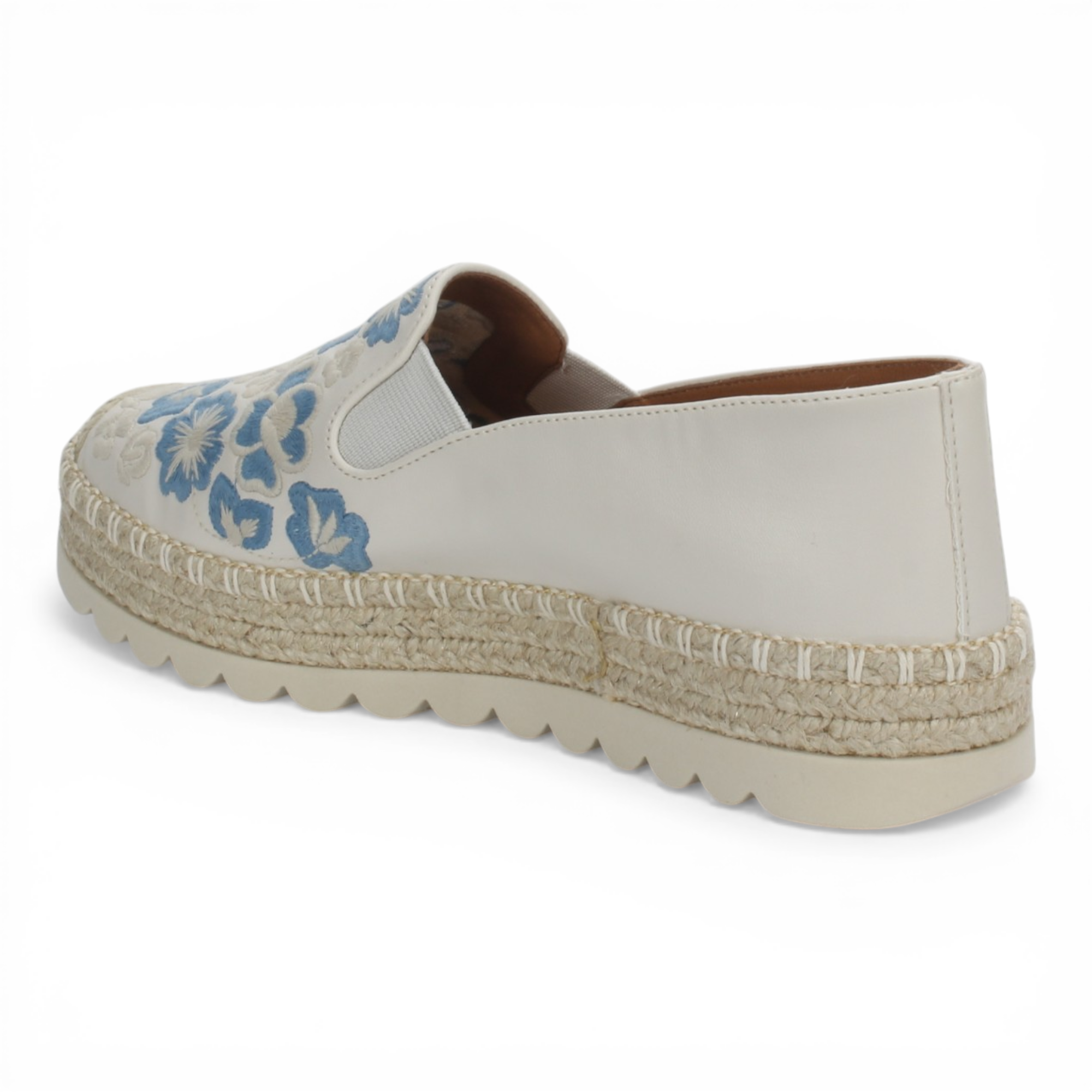Love Rio Mae Slip on Embroidered Espadrille - Off White Blue