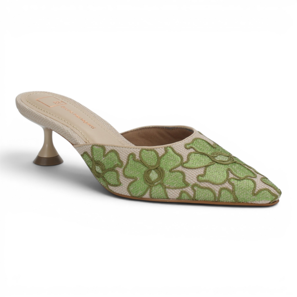 Bruno Menegatti Tabitha Embroidered Mule - Green