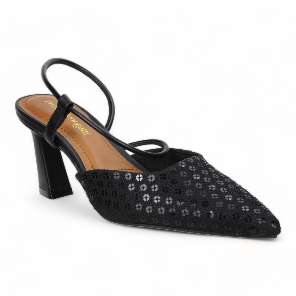 Bruno Menegatti Chantel Embellished Sling back - Black