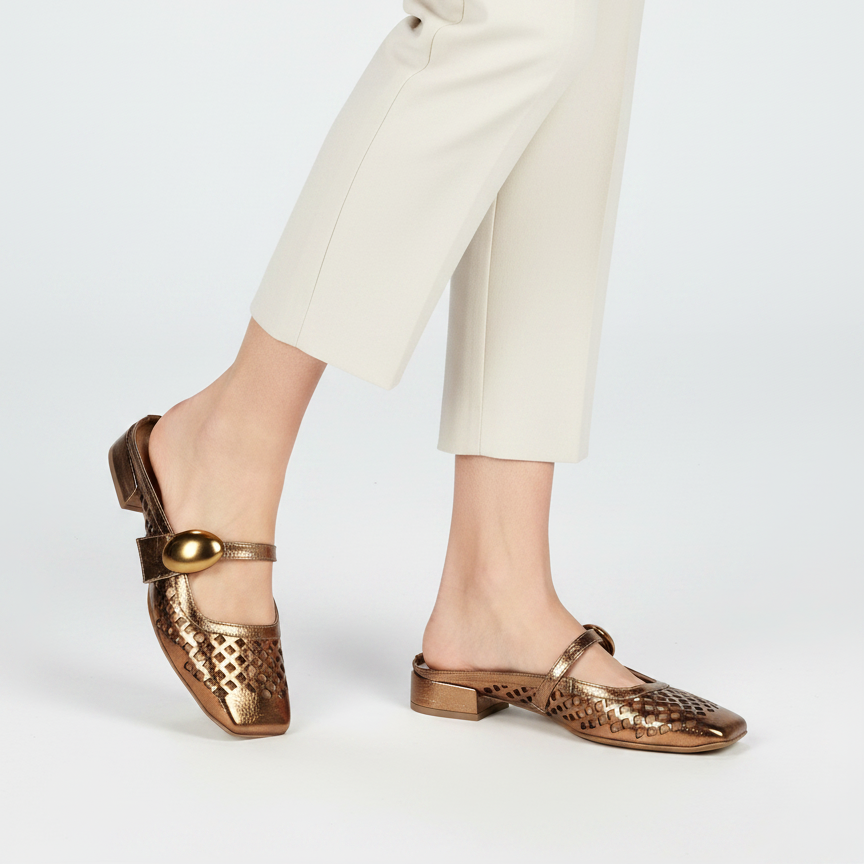 Bruno Menegatti Remi Perforated Mule - Bronze