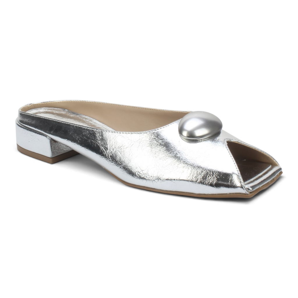 Bruno Menegatti Orly Peep toe Mule Patent Leather - Silver