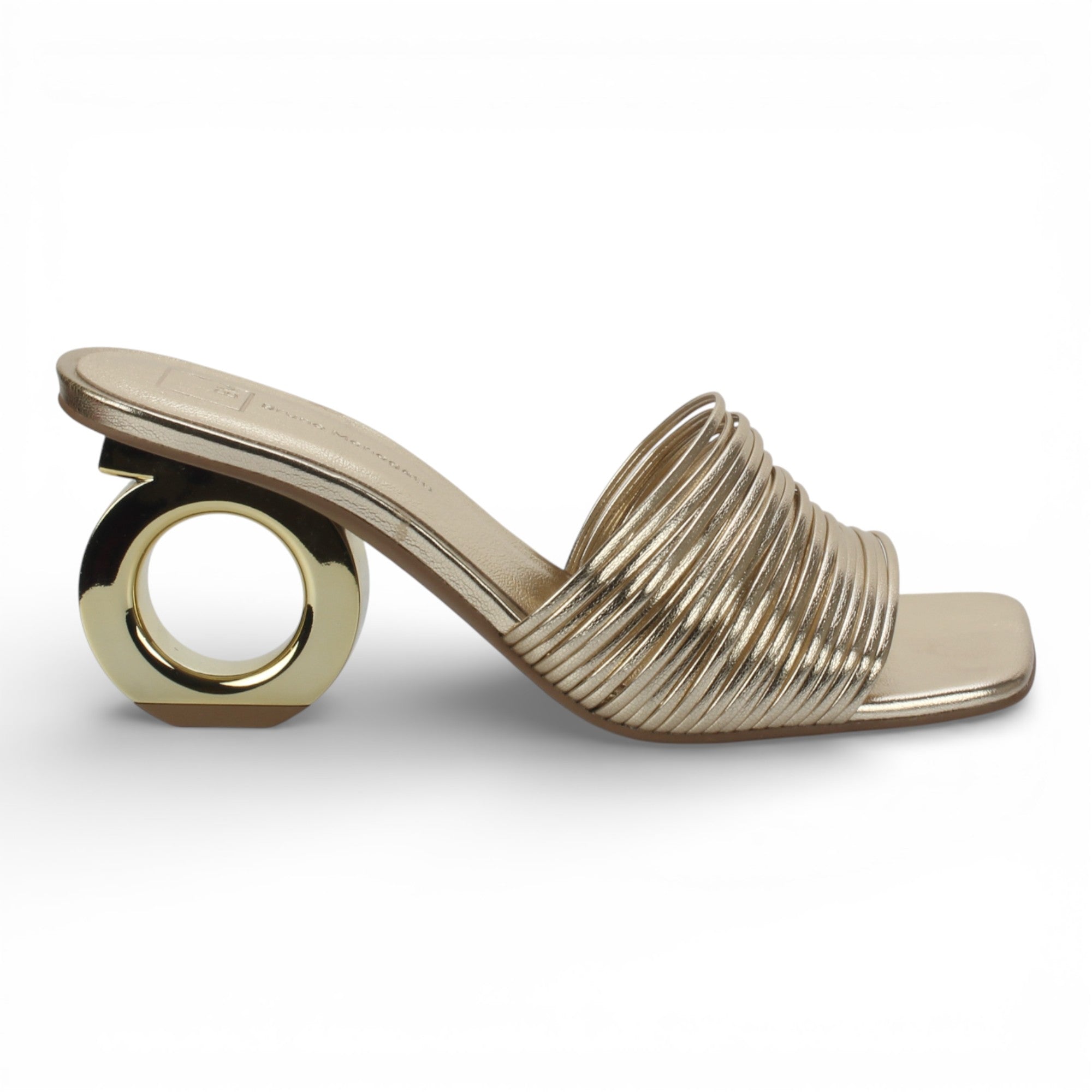 Bruno Menegatti Aria Slide Sandal Designer Heel - Champagne