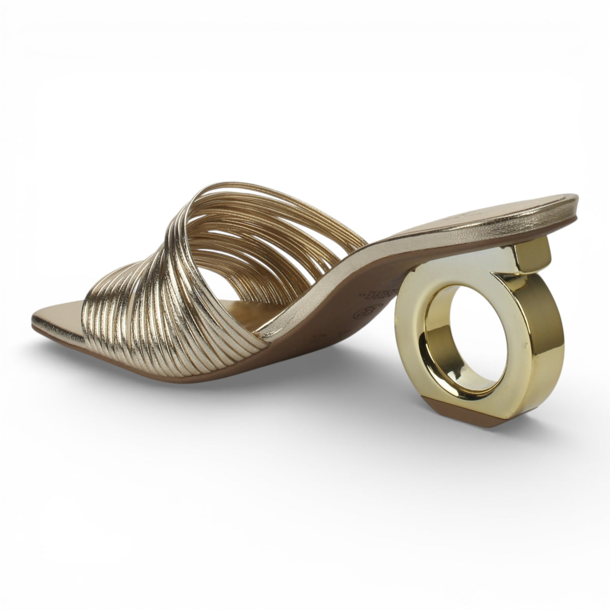 Bruno Menegatti Aria Slide Sandal Designer Heel - Champagne