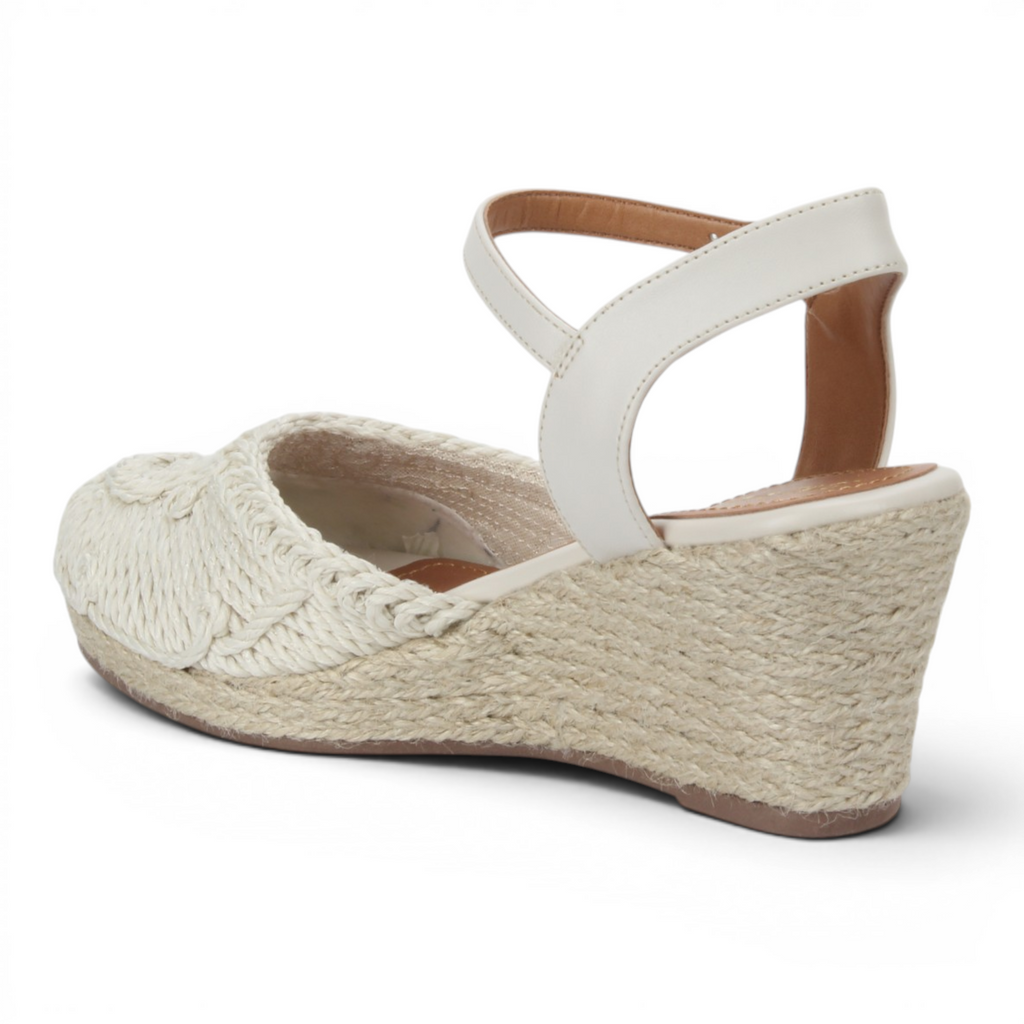 Love Rio Thara Espadrille Crochet Wedge - Off White