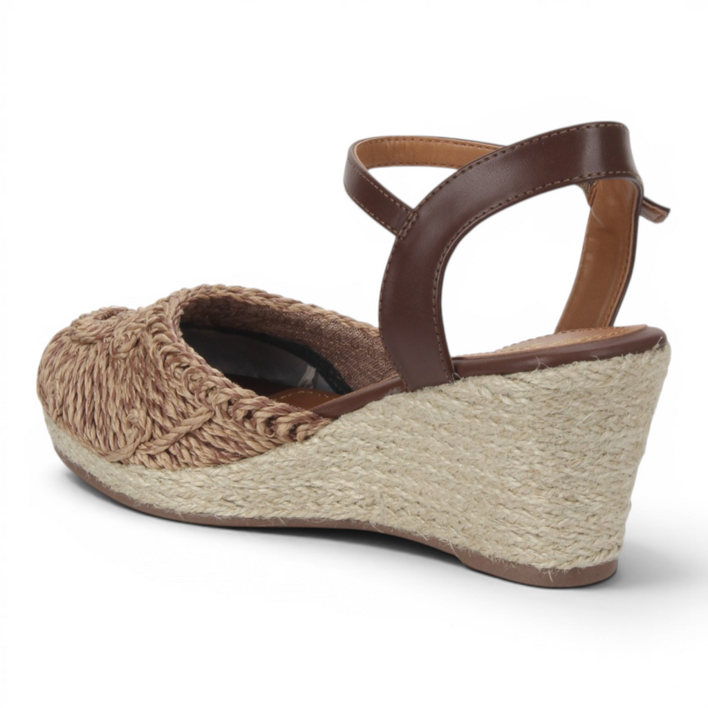 Love Rio Thara Espadrille Crochet Wedge - Chocolate Mousse