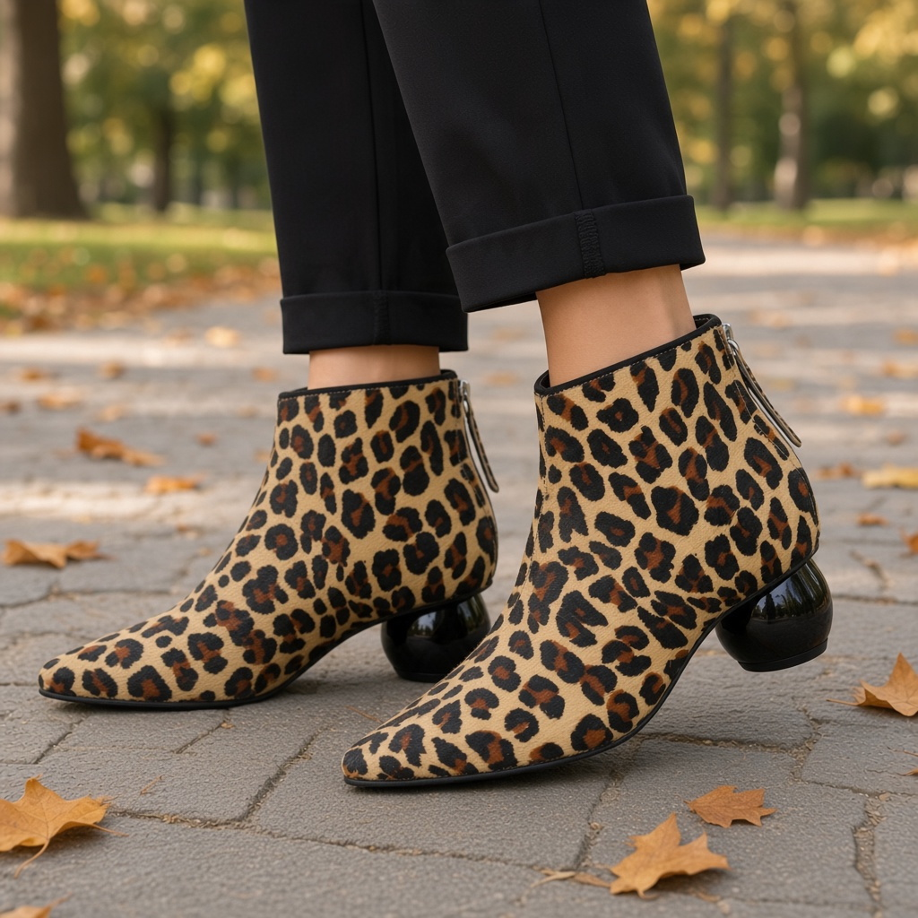Bruno Menegatti Jana Leather Ankle Bootie - Leopard