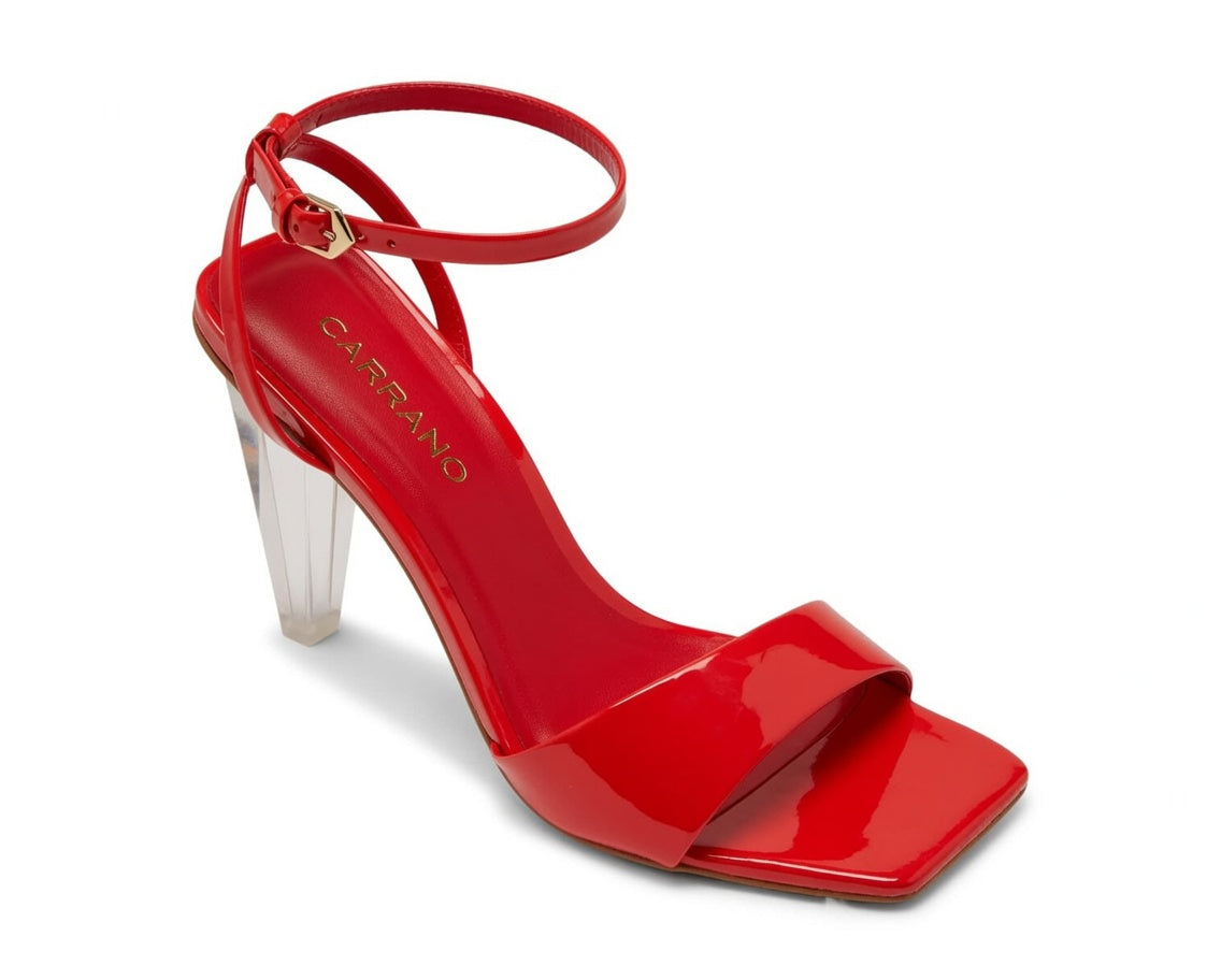 Carrano Sky Clear Heel Sandal Patent Leather - Red