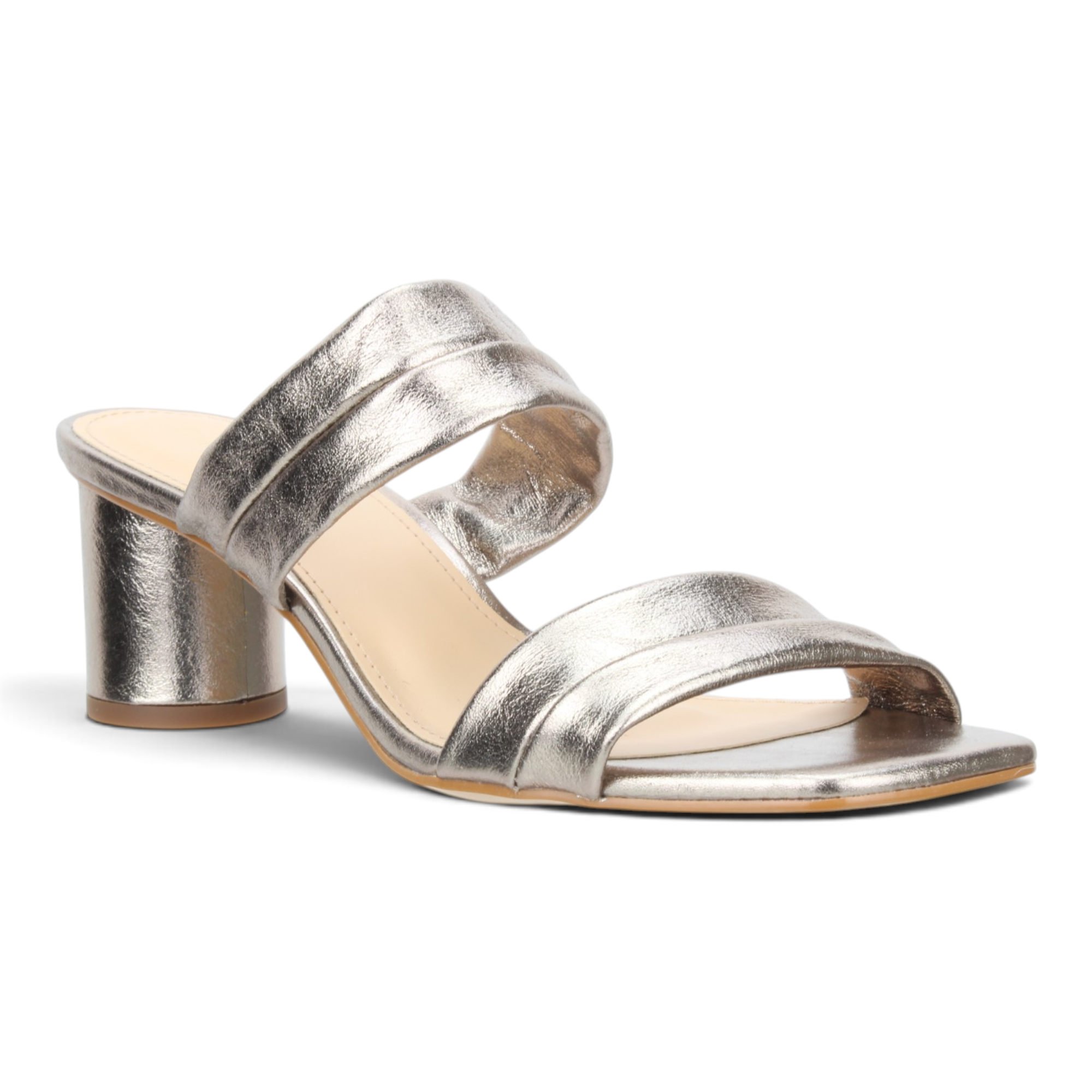 Bruno Menegatti Victoria Leather Slide Sandal - Pewter Leather Heel