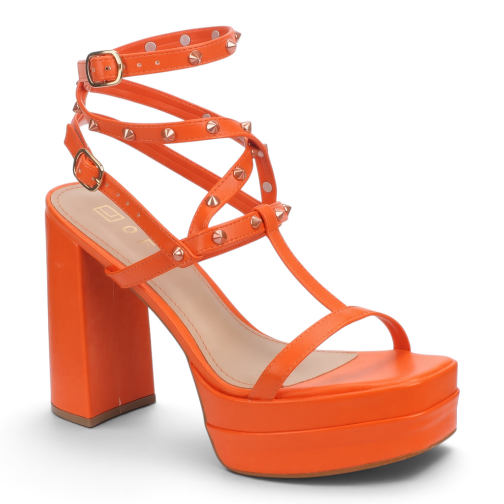 Offline Strappy Studded Sandals - Orange