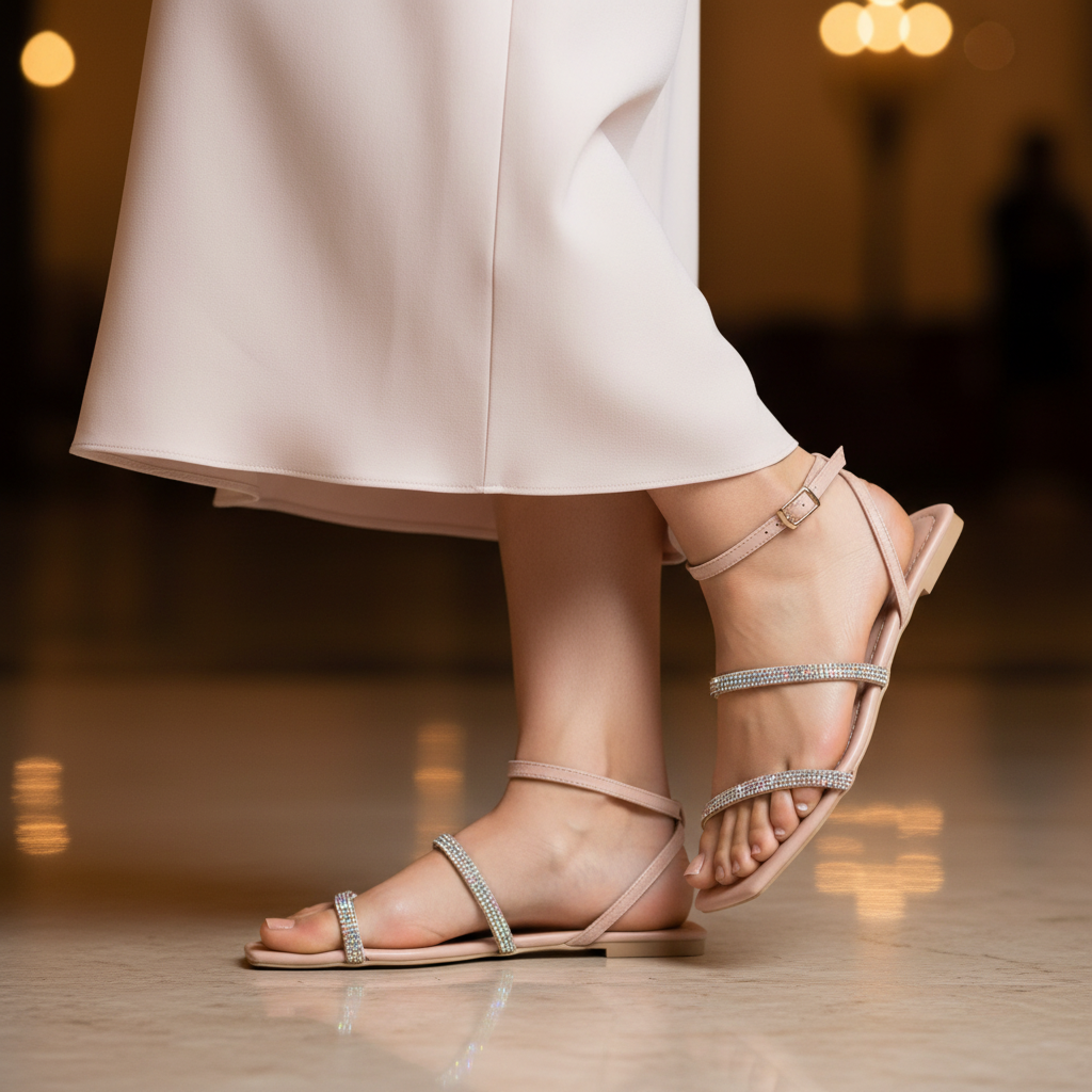 Offline Embellished Flat Sandals - Nude