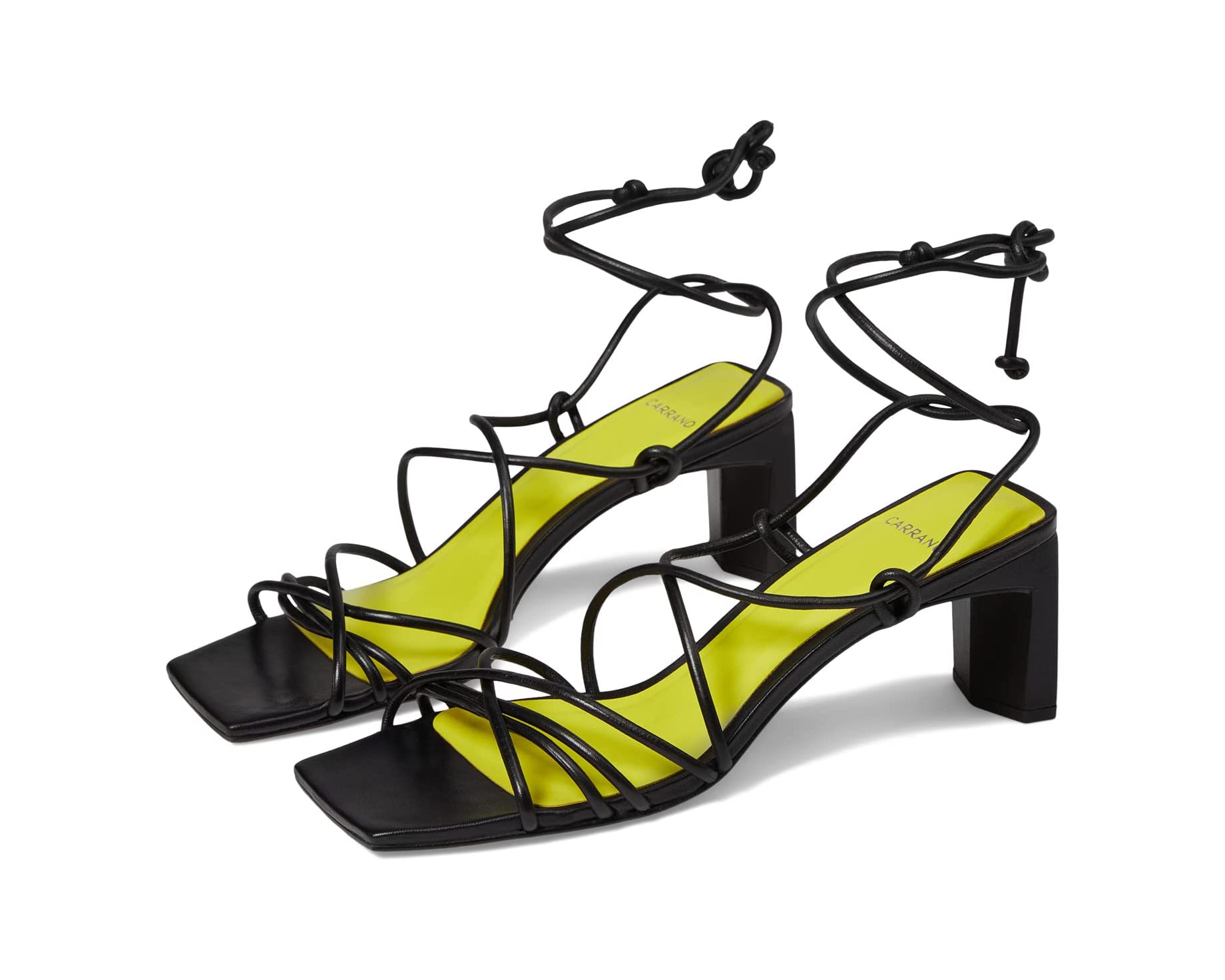 Carrano Penelope Lace Up Leather Dress Sandal-Black