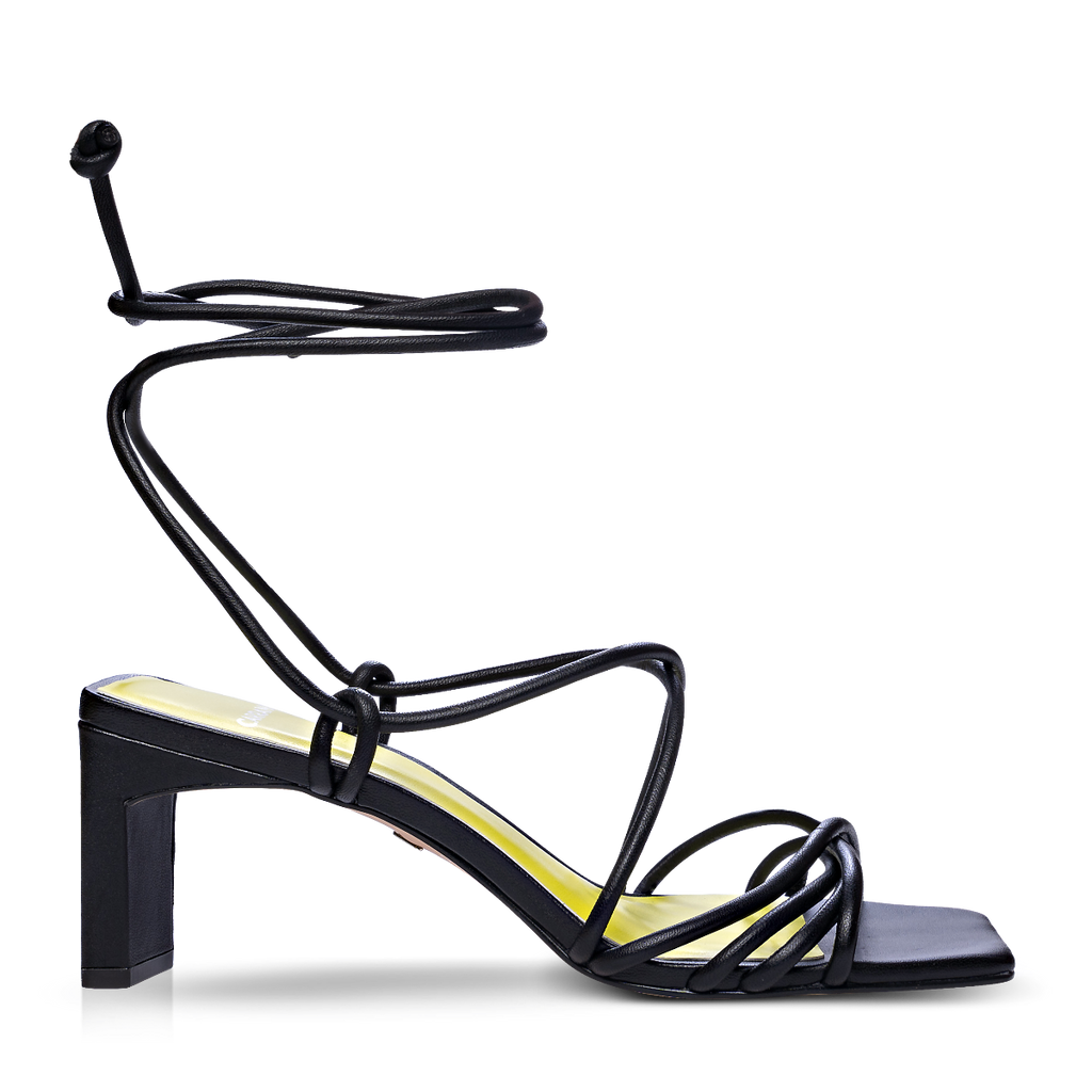 Carrano Penelope Lace Up Leather Dress Sandal-Black