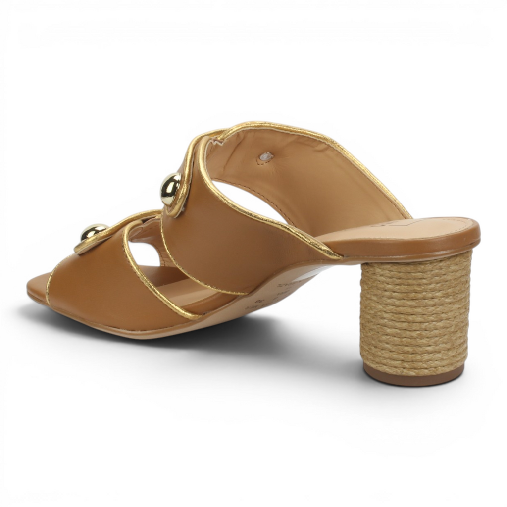 Bruno Menegatti Willow Leather Slide Sandal Mule Rope Heel - Coconut Gold