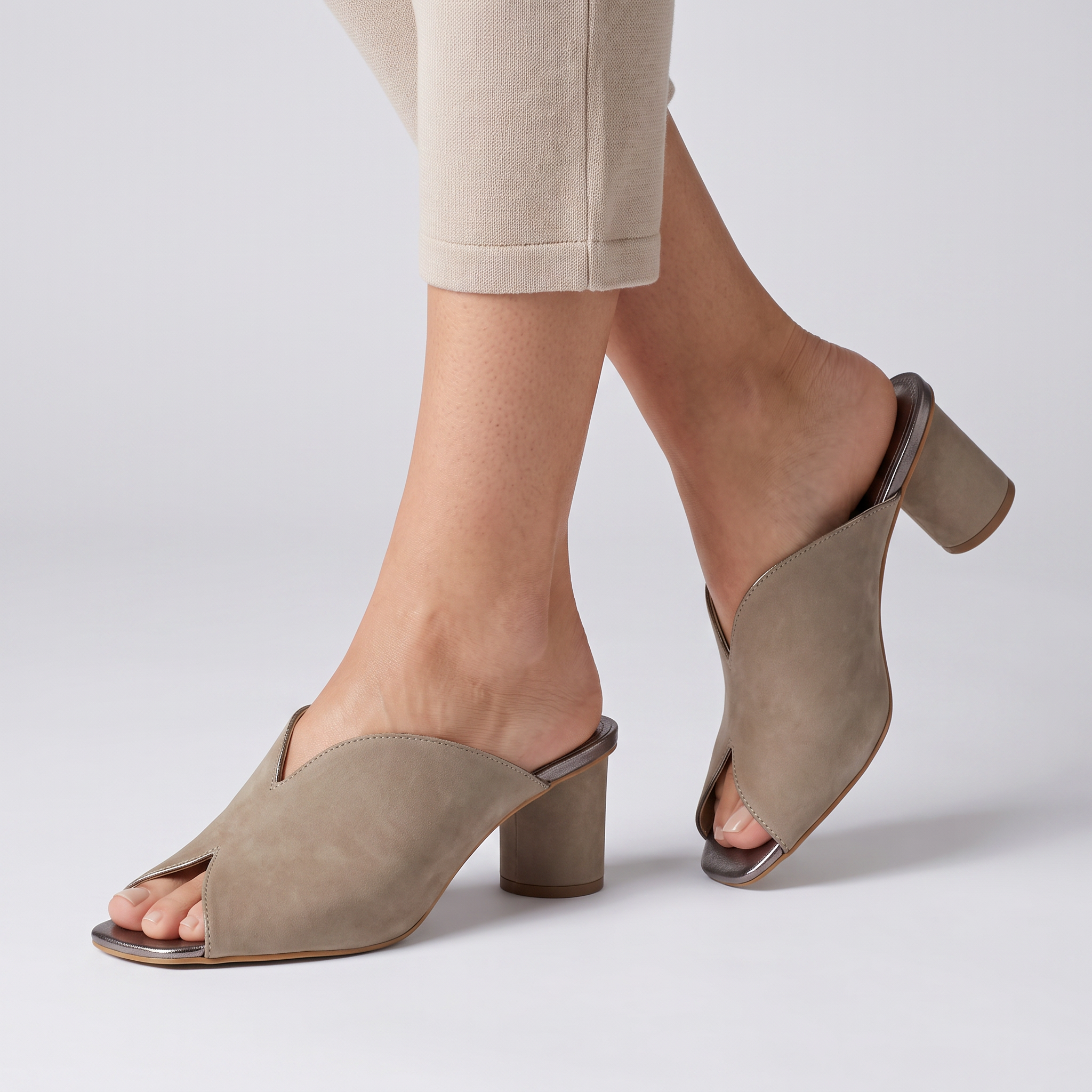 Bruno Menegatti Grace Nubuck Leather Mule Sandal - Ash Onix