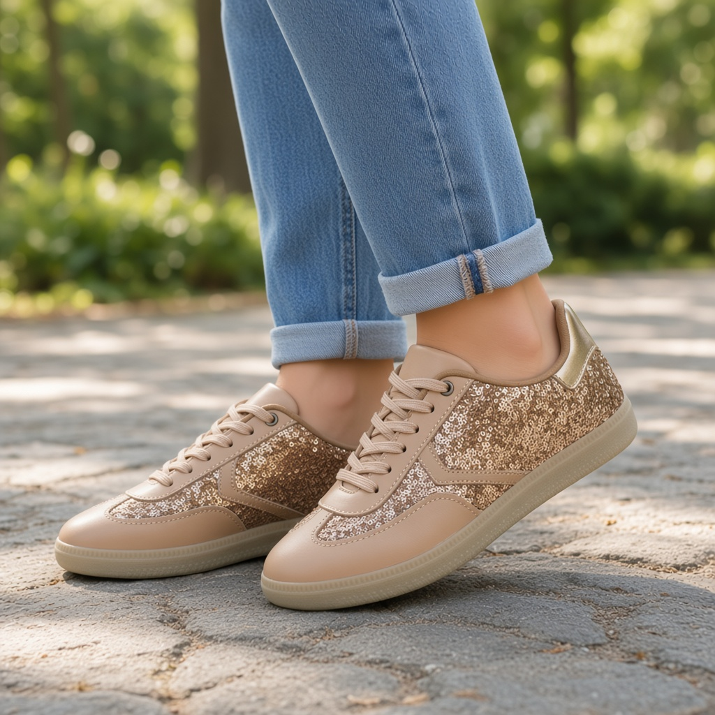 Love Rio Genesis Sequins Sneakers - Nude