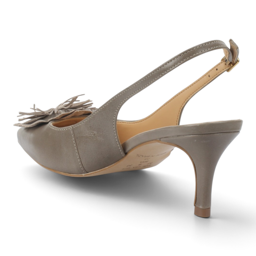 Bruno Menegatti Diana Leather Flower Slingback - Taupe