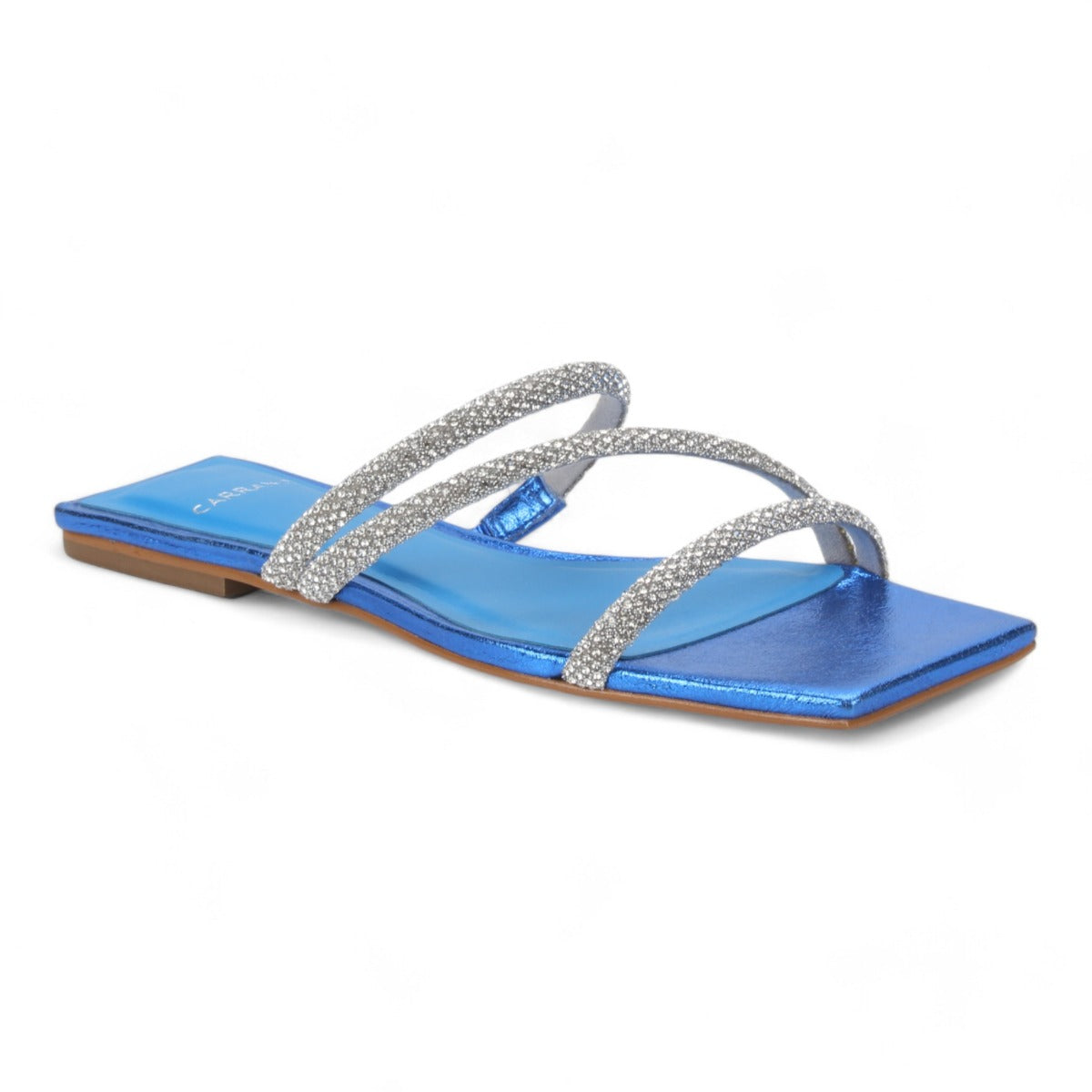 Carrano Sue Dress Flat Sandal Metallic Leather - Blue