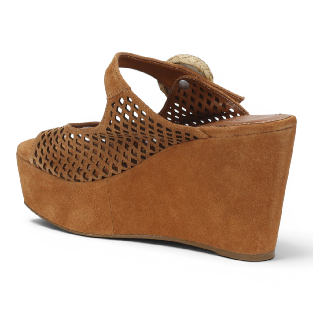 Bruno Menegatti Athina Leather Suede Wedge Sandal - Chestnut