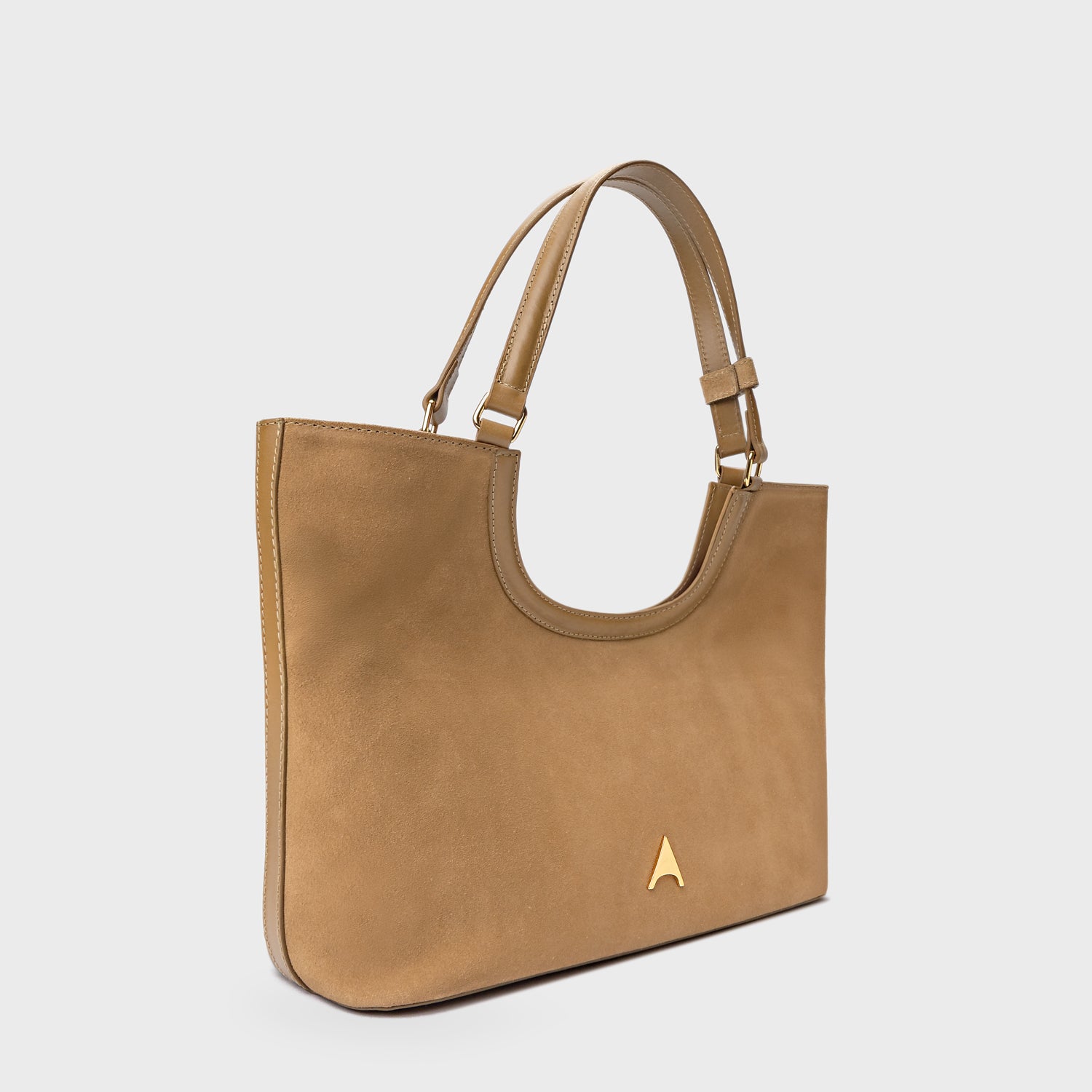 Carrano Suede Leather Shoulder Bag - Almond