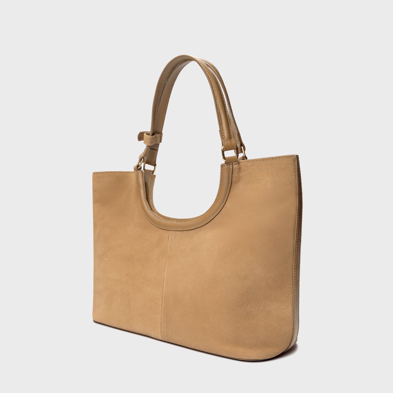 Carrano Suede Leather Shoulder Bag - Almond