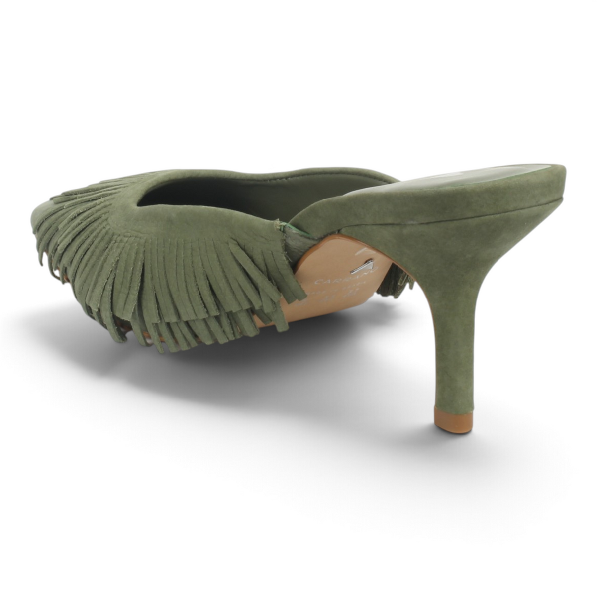 Carrano Marianne Fringe Nubuck Leather Mule - Sage