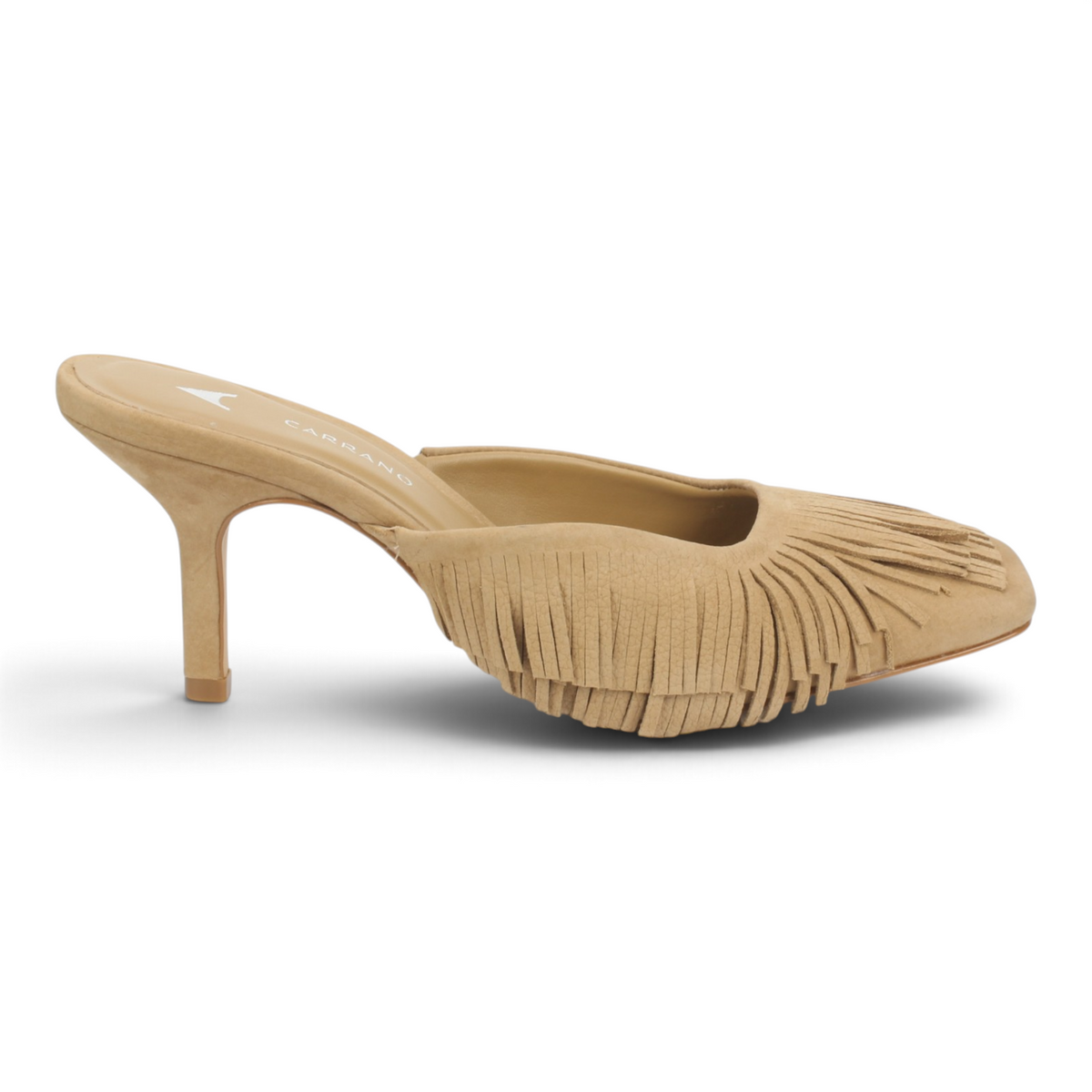 Carrano Marianne Fringe Nubuck Leather Mule - Toffee
