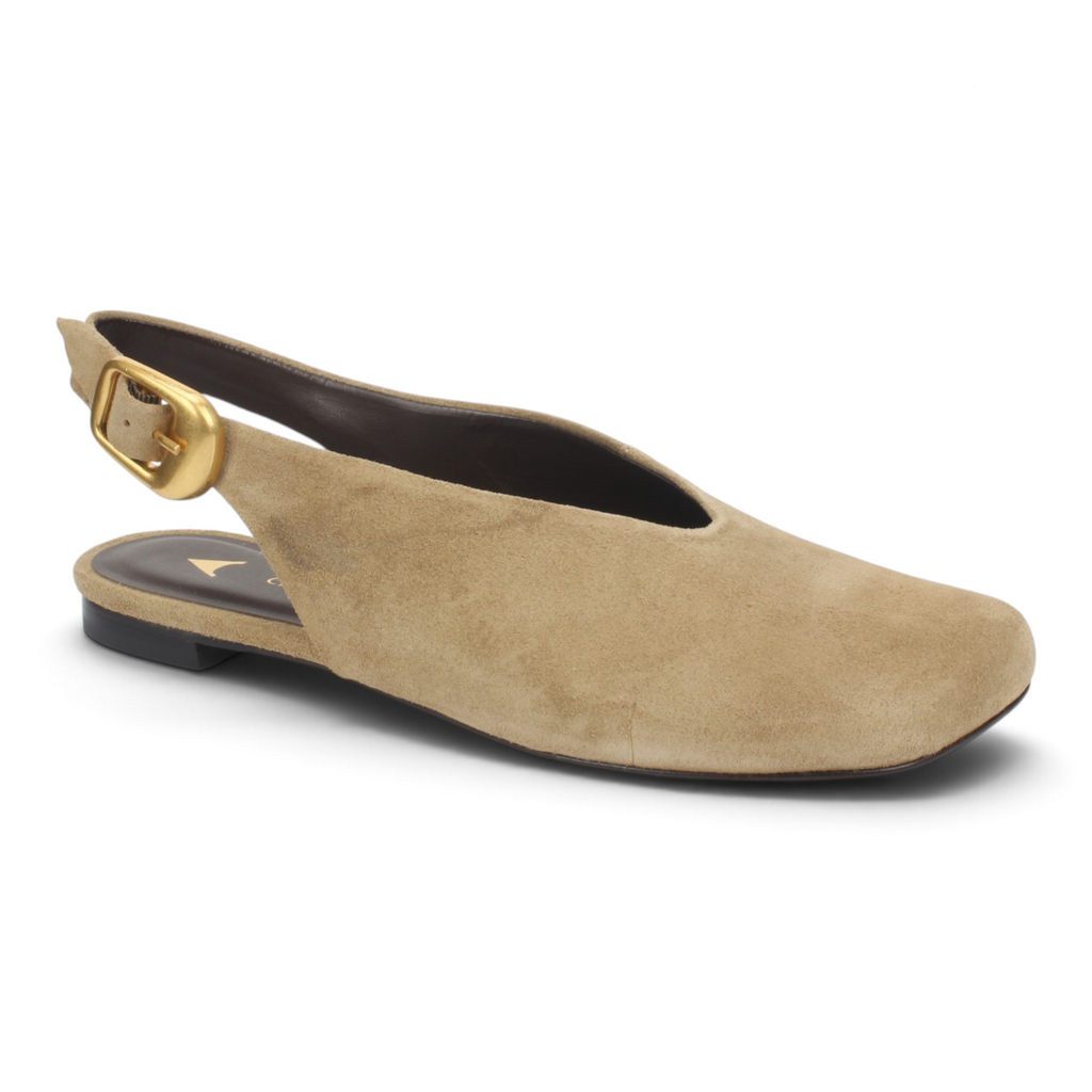 Carrano Dolce Leather Suede Slingback Flat - Almond