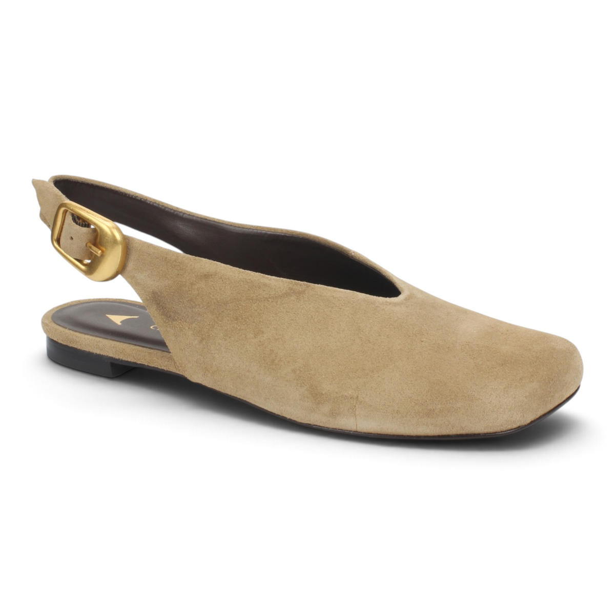 Carrano Dolce Leather Suede Slingback Flat - Almond