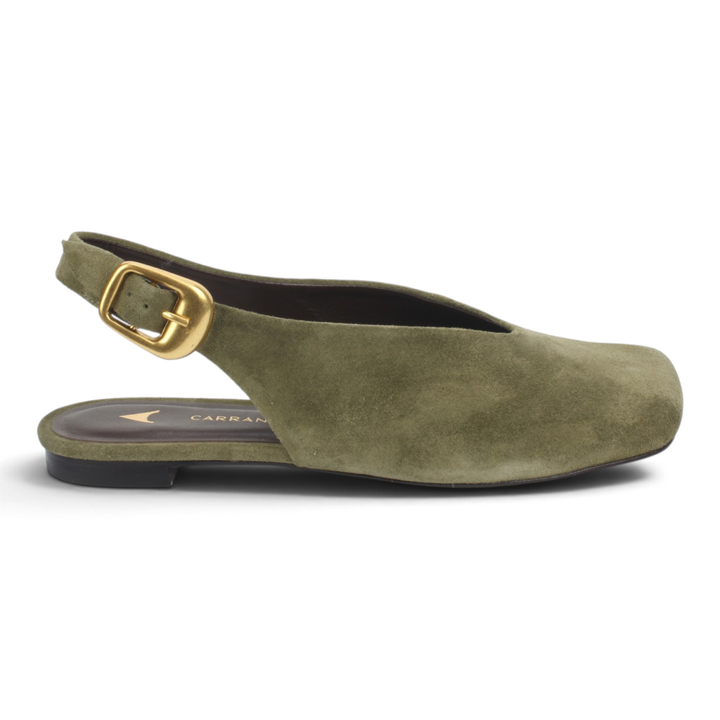 Carrano Dolce Leather Suede Slingback Flat - Herb