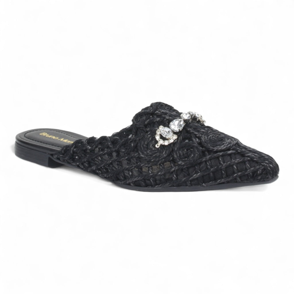 Bruno Menegatti Athina Woven Crochet Mule - Black