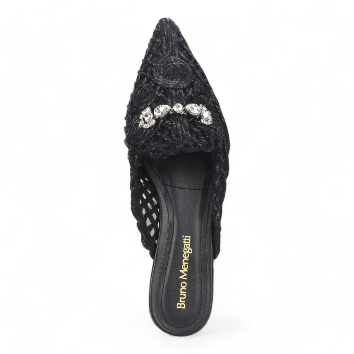 Bruno Menegatti Athina Woven Crochet Mule - Black