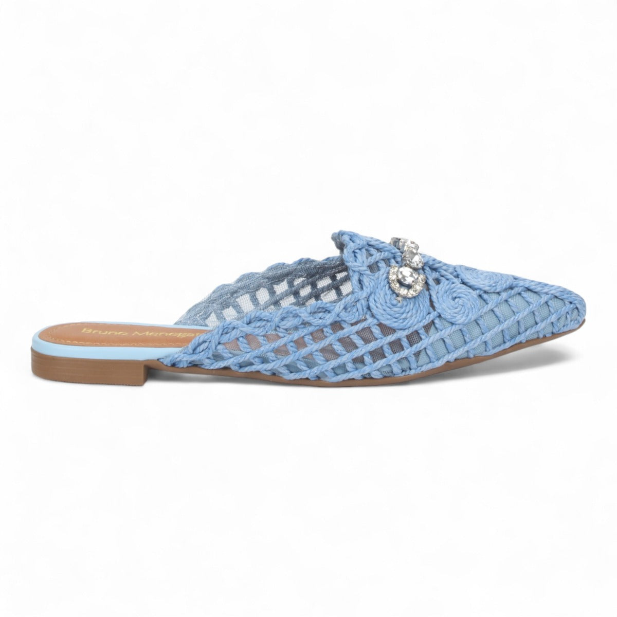 Bruno Menegatti Athina Woven Crochet Mule - Blue