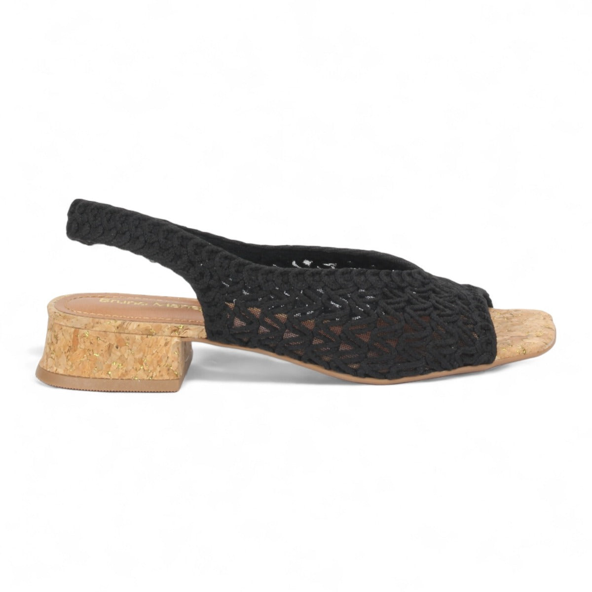 Bruno Menegatti Audra Crochet Woven Slingback - Black